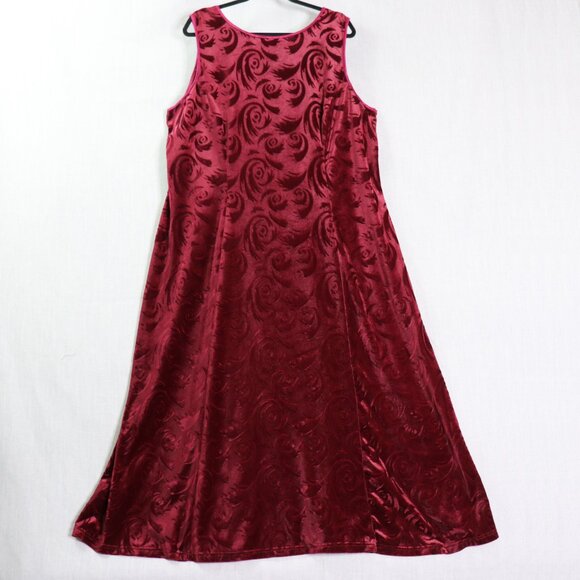VTG Jalate Maxi Dress Women’s 22/24 Burgundy Velvet Burnout Whimsigoth - Picture 9 of 9